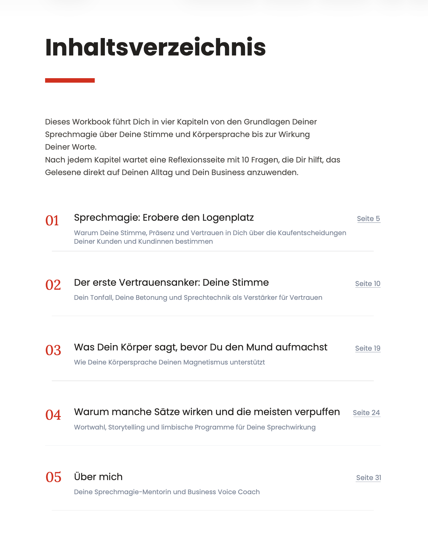 Sprechmagie Ebook Inhaltsverzeichnis